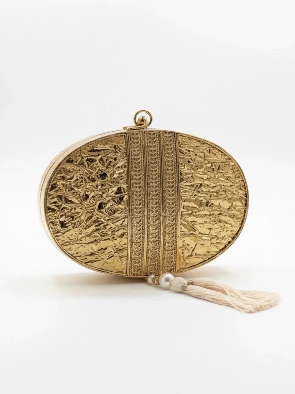 Natural Shell Clutch - Brass Frame Statement Clutch